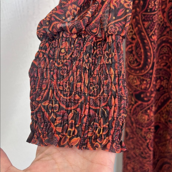 Farm Rio - Anthropologie Printed Paisley Mock Neck Long Sleeve Midi Dress SZ XL - Picture 4 of 12